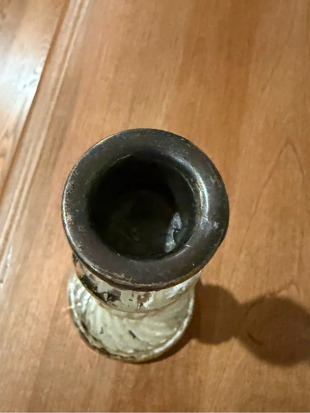 Pottery Barn Antique Silver Mercury Glass 8 inch Taper Candle Holder  Holiday Sm